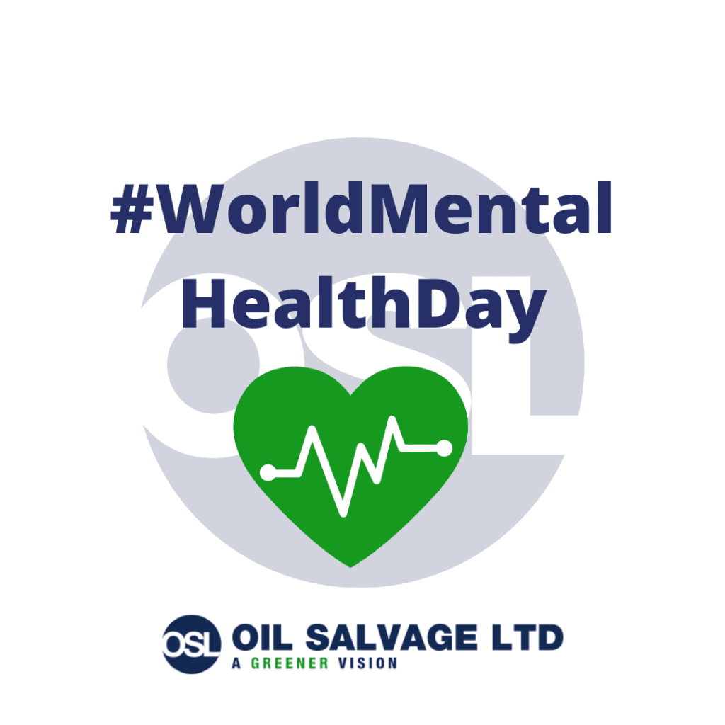 a graphic with the hashtag #WorldMentalHealthDay over the Oil Salvage logo